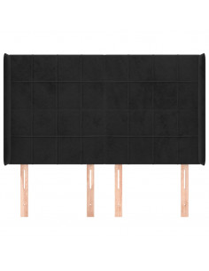 Testiera ad Orecchio Nera 147x16x118/128 cm in Velluto 2