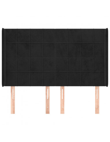 Testiera ad Orecchio Nera 147x16x118/128 cm in Velluto