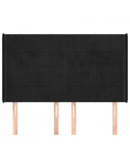Testiera ad Orecchio Nera 147x16x118/128 cm in Velluto