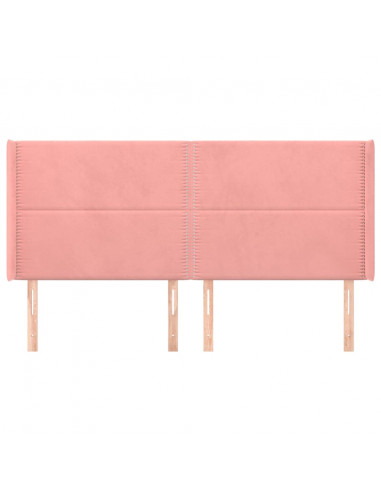 Testiera ad Orecchio Rosa 203x16x118/128 cm in Velluto