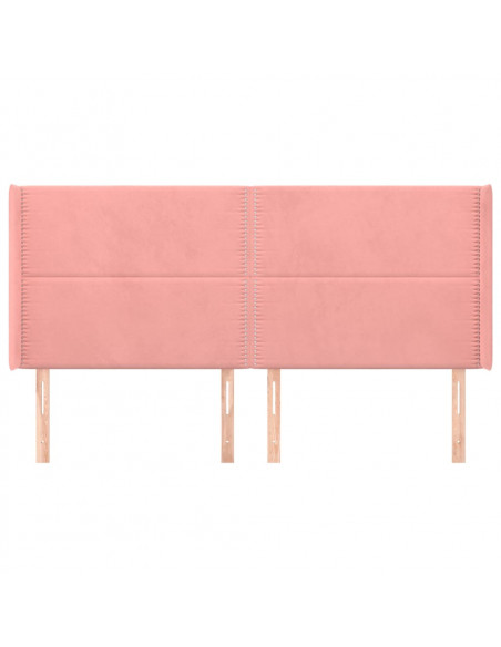 Testiera ad Orecchio Rosa 203x16x118/128 cm in Velluto
