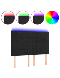 Testiera a LED Nera 144x5x118/128 cm in Velluto 2