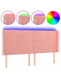 Testiera a LED rosa 163x16x118/128 cm in Velluto 2