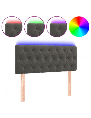 Testiera a LED Grigio Scuro 90x7x78/88 cm in Velluto