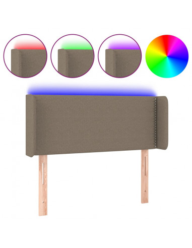 Testiera a LED Tortora 93x16x78/88 cm in Tessuto