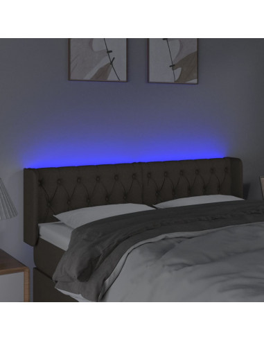 Testiera a LED Tortora 147x16x78/88 cm in Tessuto