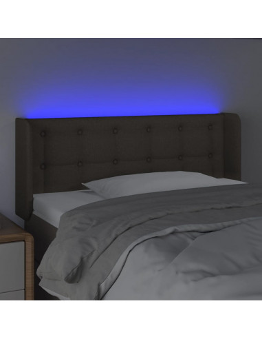 Testiera a LED Tortora 103x16x78/88 cm in Tessuto