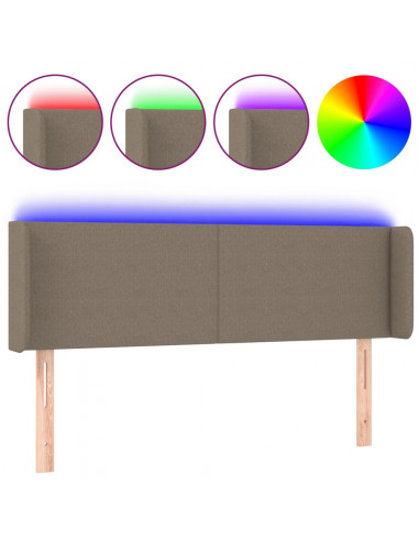 Testiera a LED Tortora 147x16x78/88 cm in Tessuto