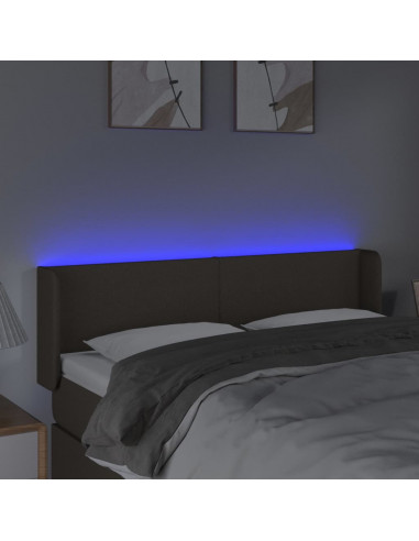 Testiera a LED Tortora 147x16x78/88 cm in Tessuto