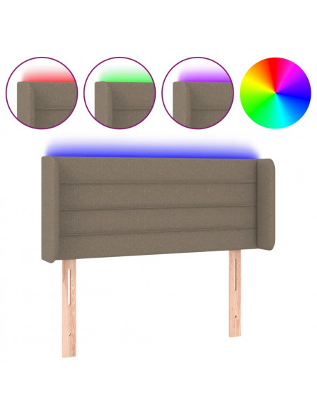 Testiera a LED Tortora 103x16x78/88 cm in Tessuto