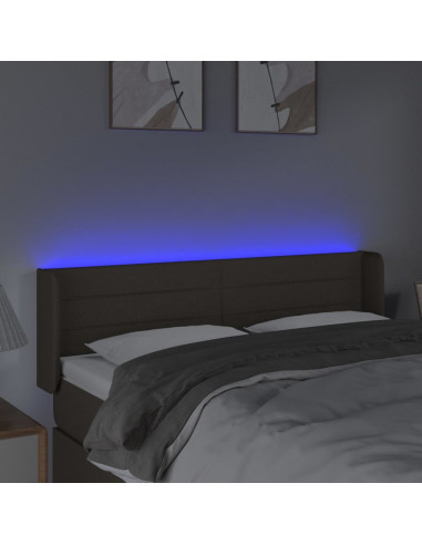 Testiera a LED Tortora 147x16x78/88 cm in Tessuto