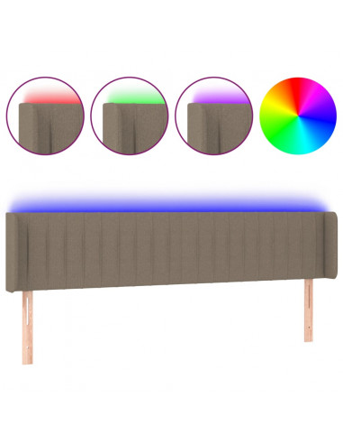 Testiera a LED Tortora 183x16x78/88 cm in Tessuto