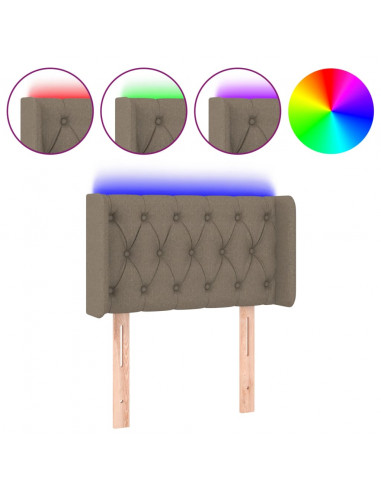 Testiera a LED Tortora 83x16x78/88 cm in Tessuto