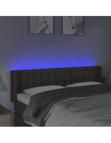 Testiera a LED Tortora 147x16x78/88 cm in Tessuto