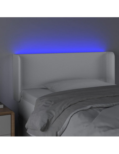 Testiera a LED Bianca 103x16x78/88 cm in Similpelle