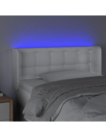 Testiera a LED Bianca 103x16x78/88 cm in Similpelle