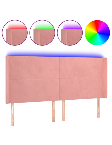 Testiera a LED rosa 203x16x118/128 cm in Velluto