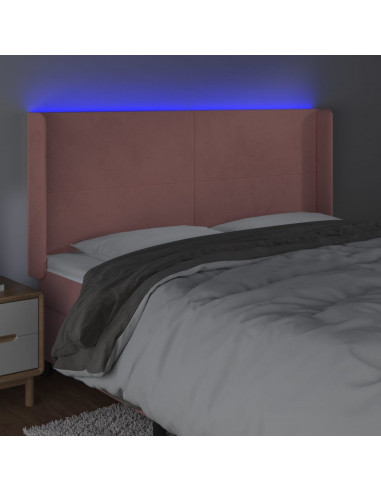 Testiera a LED rosa 203x16x118/128 cm in Velluto