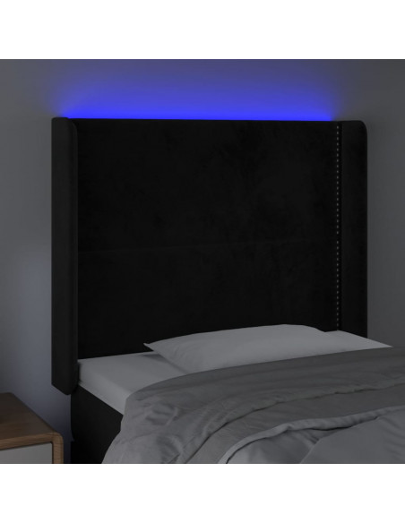 Testiera a LED Nera 103x16x118/128 cm in Velluto