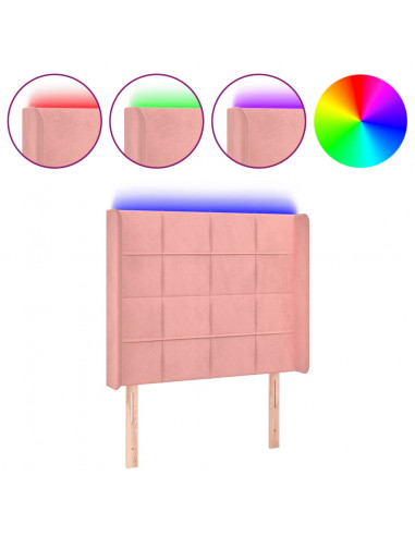 Testiera a LED rosa 83x16x118/128 cm in Velluto