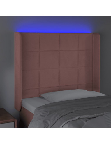 Testiera a LED rosa 83x16x118/128 cm in Velluto