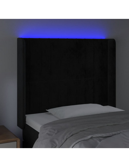 Testiera a LED Nera 103x16x118/128 cm in Velluto