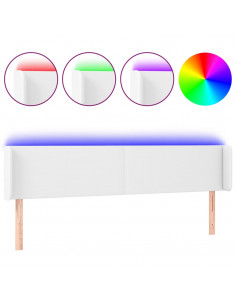 Testiera a LED Bianca 203x16x78/88 cm in Similpelle 2