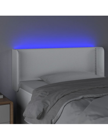 Testiera a LED Bianca 83x16x78/88 cm in Similpelle