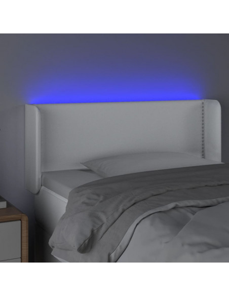 Testiera a LED Bianca 83x16x78/88 cm in Similpelle