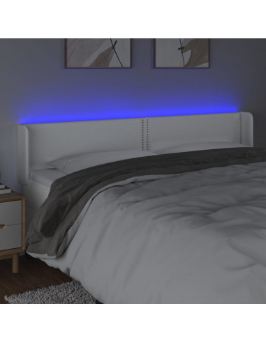 Testiera a LED Bianca 203x16x78/88 cm in Similpelle