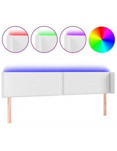 Testiera a LED Bianca 163x16x78/88 cm in Similpelle 2