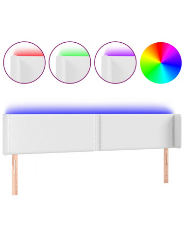 Testiera a LED Bianca 163x16x78/88 cm in Similpelle