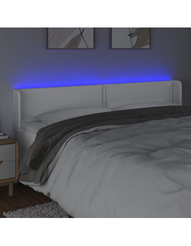 Testiera a LED Bianca 163x16x78/88 cm in Similpelle