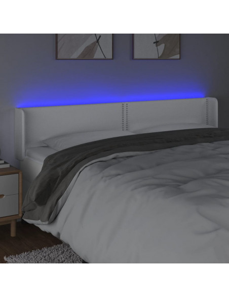 Testiera a LED Bianca 163x16x78/88 cm in Similpelle