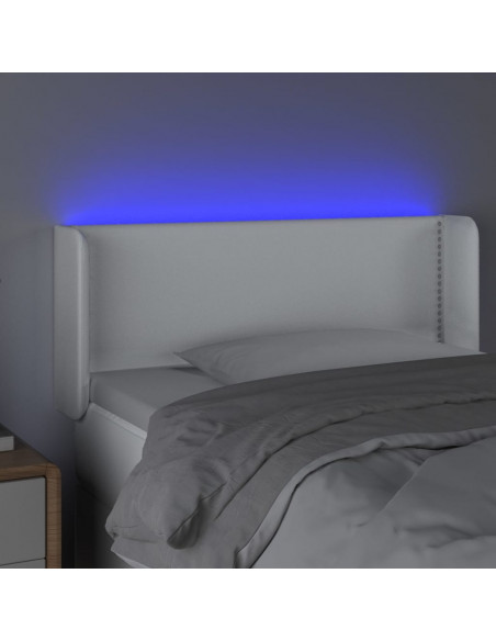 Testiera a LED Bianca 103x16x78/88 cm in Similpelle