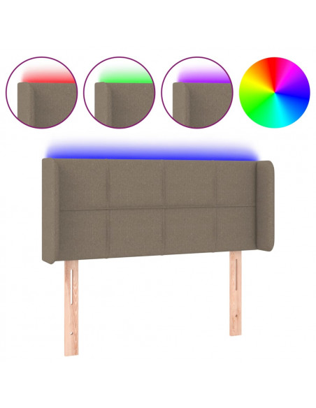 Testiera a LED Tortora 103x16x78/88 cm in Tessuto