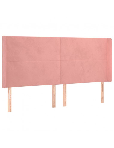 Testiera ad Orecchio Rosa 203x16x118/128 cm in Velluto