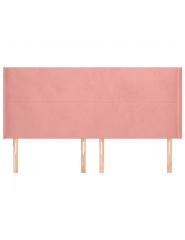 Testiera ad Orecchio Rosa 203x16x118/128 cm in Velluto
