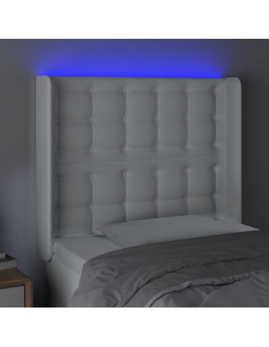 Testiera ad Orecchio Bianco 83x16x118/128 cm in Similpelle