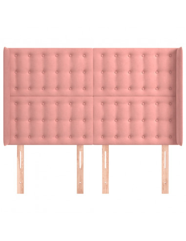 Testiera ad Orecchio Nera 147x16x118/128 cm in Velluto