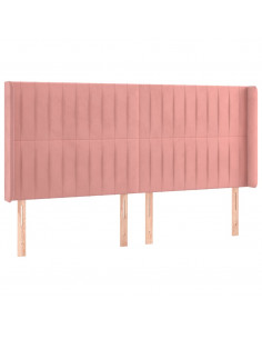 Testiera ad Orecchio Rosa 183x16x118/128 cm in Velluto 2