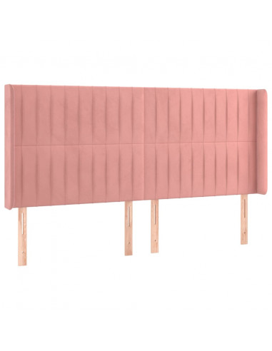 Testiera ad Orecchio Rosa 183x16x118/128 cm in Velluto