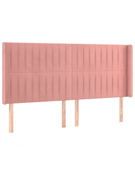 Testiera ad Orecchio Rosa 183x16x118/128 cm in Velluto
