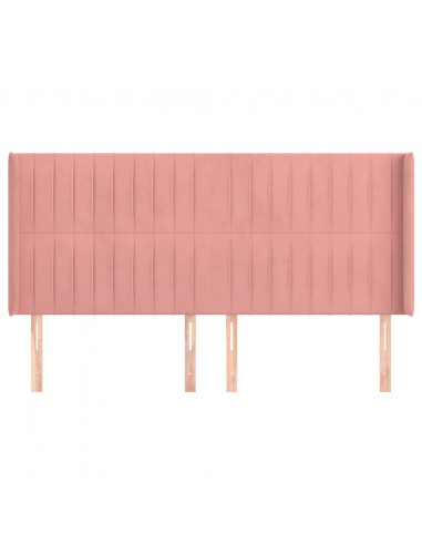 Testiera ad Orecchio Rosa 183x16x118/128 cm in Velluto