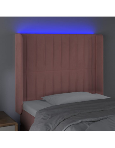 Testiera a LED Nera 93x16x118/128 cm in Velluto