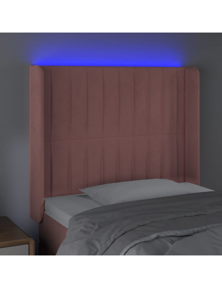 Testiera a LED Nera 93x16x118/128 cm in Velluto