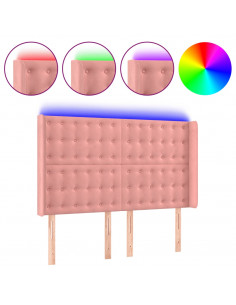 Testiera a LED rosa 147x16x118/128 cm in Velluto 2