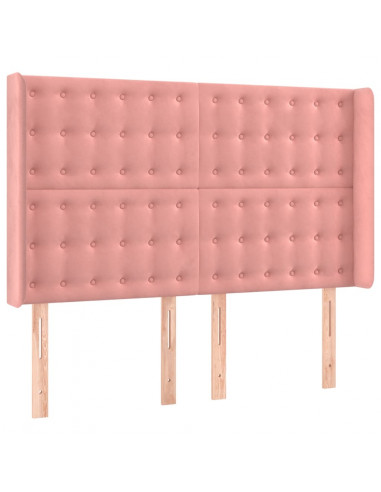 Testiera a LED rosa 147x16x118/128 cm in Velluto