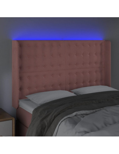 Testiera a LED rosa 147x16x118/128 cm in Velluto