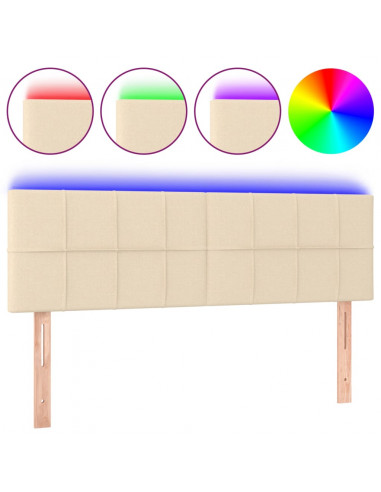 Testiera a LED Crema 144x5x78/88 cm in Tessuto